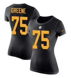 Women's Nike Pittsburgh Steelers #75 Joe Greene Black Rush Pride Name & Number T-Shirt