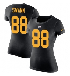 Women's Nike Pittsburgh Steelers #88 Lynn Swann Black Rush Pride Name & Number T-Shirt