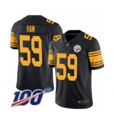 Men's Pittsburgh Steelers #59 Jack Ham Limited Black Rush Vapor Untouchable 100th Season Football Jersey