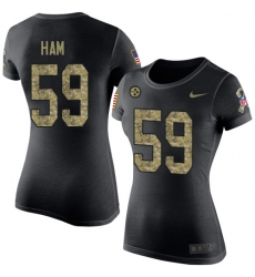 Women's Nike Pittsburgh Steelers #59 Jack Ham Black Camo Salute to Service T-Shirt