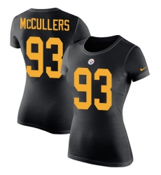 Women's Nike Pittsburgh Steelers #93 Dan McCullers Black Rush Pride Name & Number T-Shirt