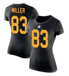 Women's Nike Pittsburgh Steelers #83 Heath Miller Black Rush Pride Name & Number T-Shirt