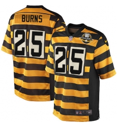 Men's Nike Pittsburgh Steelers #25 Artie Burns Limited Yellow/Black Alternate 80TH Anniversary Throwback NFL Jersey