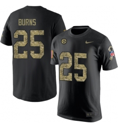 Nike Pittsburgh Steelers #25 Artie Burns Black Camo Salute to Service T-Shirt