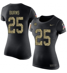 Women's Nike Pittsburgh Steelers #25 Artie Burns Black Camo Salute to Service T-Shirt