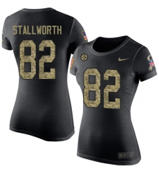 Women's Nike Pittsburgh Steelers #82 John Stallworth Black Camo Salute to Service T-Shirt