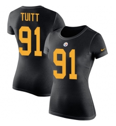 Women's Nike Pittsburgh Steelers #91 Stephon Tuitt Black Rush Pride Name & Number T-Shirt