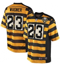 Men's Nike Pittsburgh Steelers #23 Mike Wagner Limited Yellow/Black Alternate 80TH Anniversary Throwback NFL Jersey