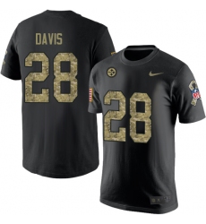 Nike Pittsburgh Steelers #28 Sean Davis Black Camo Salute to Service T-Shirt