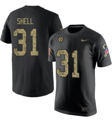 Nike Pittsburgh Steelers #31 Donnie Shell Black Camo Salute to Service T-Shirt