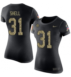 Women's Nike Pittsburgh Steelers #31 Donnie Shell Black Camo Salute to Service T-Shirt