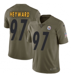Men's Nike Pittsburgh Steelers #97 Cameron Heyward Limited Olive 2017 Salute to Service NFL Jersey