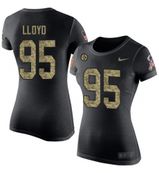 Women's Nike Pittsburgh Steelers #95 Greg Lloyd Black Camo Salute to Service T-Shirt