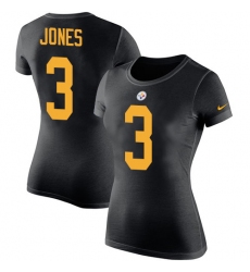 Women's Nike Pittsburgh Steelers #3 Landry Jones Black Rush Pride Name & Number T-Shirt