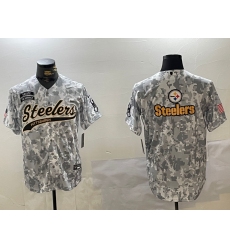 Men's Pittsburgh Steelers Team Logo 2024 Arctic Camo Salute to Service Stitched Baseball Jerseys