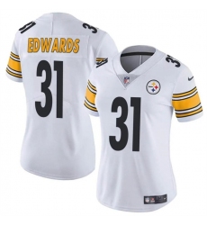 Women's Pittsburgh Steelers #31 Daijun Edwards White Vapor Football Stitched Jersey(Run Small)