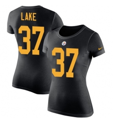 Women's Nike Pittsburgh Steelers #37 Carnell Lake Black Rush Pride Name & Number T-Shirt