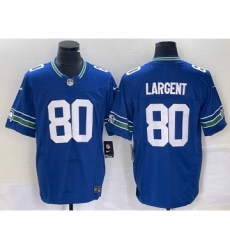 Men's Nike Seattle Seahawks #80 Steve Largent Blue 2023 FUSE Vapor Limited Throwback Stitched Jersey