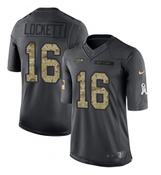 Men's Nike Seattle Seahawks #16 Tyler Lockett Limited Black 2016 Salute to Service NFL Jersey