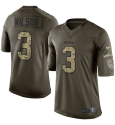 Men's Nike Seattle Seahawks #3 Russell Wilson Elite Green Salute to Service NFL Jersey