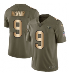 Youth Nike Tennessee Titans #9 Steve McNair Limited Olive/Gold 2017 Salute to Service NFL Jersey