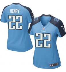 Women's Nike Tennessee Titans #22 Derrick Henry Game Light Blue Team Color NFL Jersey