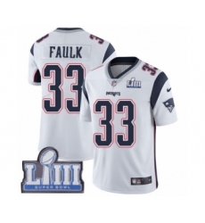 Youth Nike New England Patriots #33 Kevin Faulk White Vapor Untouchable Limited Player Super Bowl LIII Bound NFL Jersey