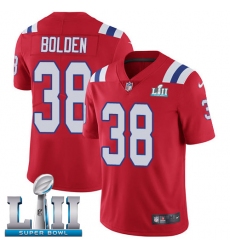 Men's Nike New England Patriots #38 Brandon Bolden Red Alternate Vapor Untouchable Limited Player Super Bowl LII NFL Jersey