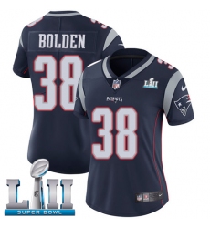 Women's Nike New England Patriots #38 Brandon Bolden Navy Blue Team Color Vapor Untouchable Limited Player Super Bowl LII NFL Jersey