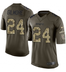 Men's Nike New England Patriots #24 Stephon Gilmore Elite Green Salute to Service NFL Jersey