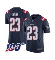 Men's New England Patriots #23 Patrick Chung Limited Navy Blue Rush Vapor Untouchable 100th Season Football Jersey