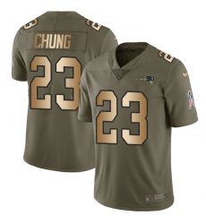 Youth Nike New England Patriots #23 Patrick Chung Limited Olive/Gold 2017 Salute to Service NFL Jersey