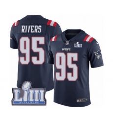 Men's Nike New England Patriots #95 Derek Rivers Limited Navy Blue Rush Vapor Untouchable Super Bowl LIII Bound NFL Jersey
