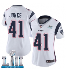 Women's Nike New England Patriots #41 Cyrus Jones White Vapor Untouchable Limited Player Super Bowl LII NFL Jersey
