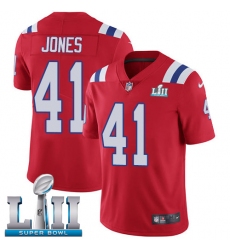 Youth Nike New England Patriots #41 Cyrus Jones Red Alternate Vapor Untouchable Limited Player Super Bowl LII NFL Jersey
