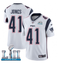 Youth Nike New England Patriots #41 Cyrus Jones White Vapor Untouchable Limited Player Super Bowl LII NFL Jersey