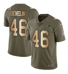 Men's Nike New England Patriots #46 James Develin Limited Olive/Gold 2017 Salute to Service NFL Jersey