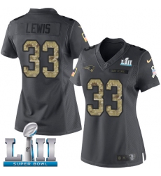 Women's Nike New England Patriots #33 Dion Lewis Limited Black 2016 Salute to Service Super Bowl LII NFL Jersey
