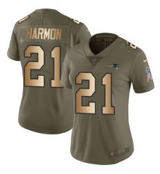 Women's Nike New England Patriots #21 Duron Harmon Limited Olive Gold 2017 Salute to Service NFL Jersey