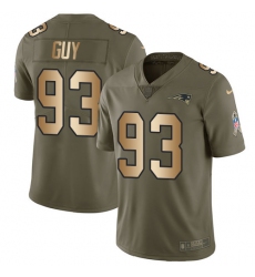 Men's Nike New England Patriots #93 Lawrence Guy Limited Olive/Gold 2017 Salute to Service NFL Jersey