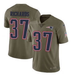 Youth Nike New England Patriots #37 Jordan Richards Limited Olive 2017 Salute to Service NFL Jersey