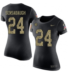 Women's Nike Pittsburgh Steelers #24 Coty Sensabaugh Black Camo Salute to Service T-Shirt