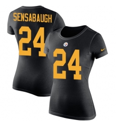 Women's Nike Pittsburgh Steelers #24 Coty Sensabaugh Black Rush Pride Name & Number T-Shirt