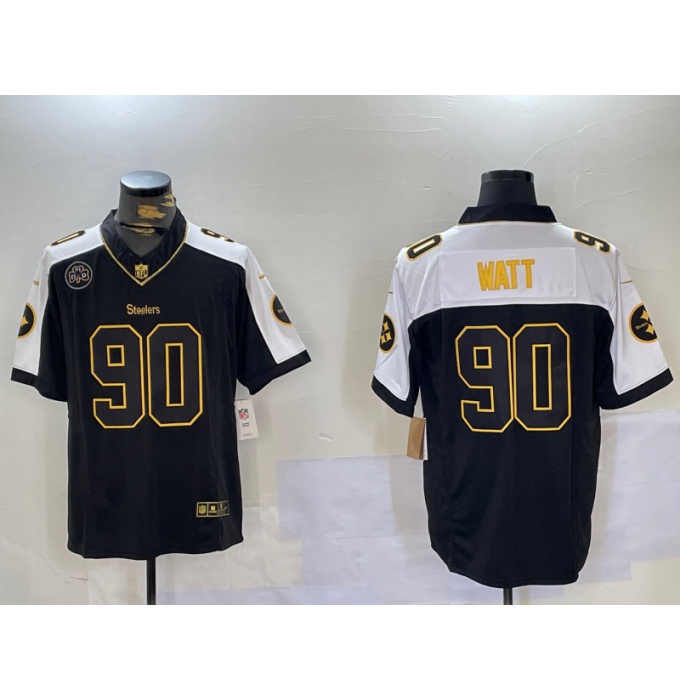 Men's Nike Pittsburgh Steelers #90 T. J. Watt Black Team Color Stitched NFL Vapor Untouchable Limited Jersey