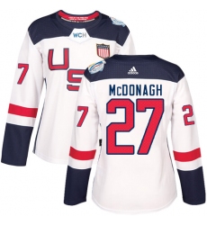 Women's Adidas Team USA #27 Ryan McDonagh Authentic White Home 2016 World Cup Hockey Jersey