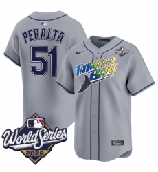 Men's Tampa Bay Rays #51 Freddy Peralta Grey 2026 World Series Limited Stitched Baseball Jersey