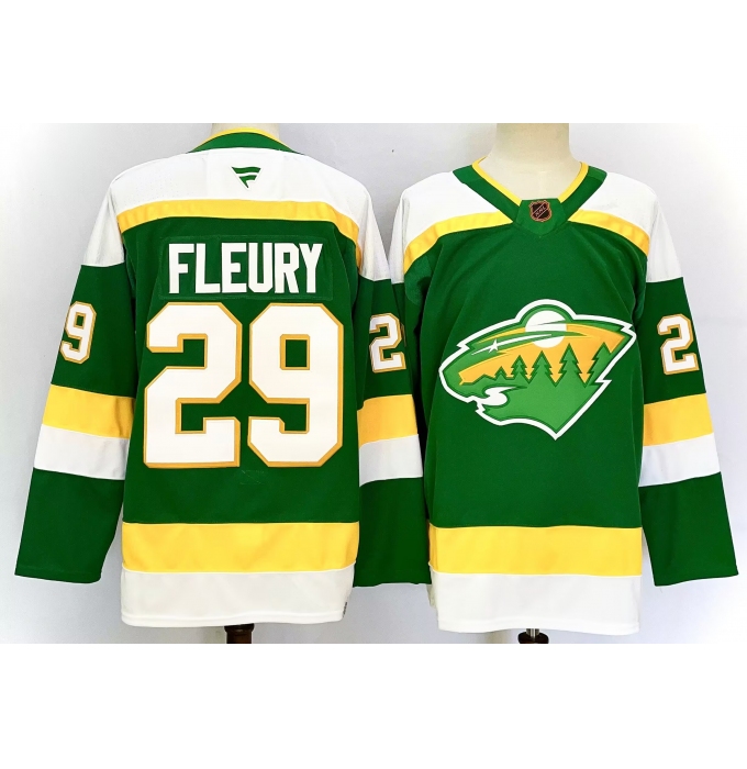 Men's Minnesota Wild #29 Marc-Andre Fleury Green 2024-25 Alternate Stitched Hockey Jersey