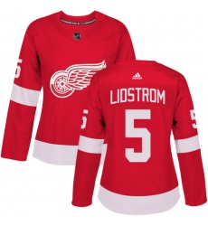 Women's Adidas Detroit Red Wings #5 Nicklas Lidstrom Authentic Red Home NHL Jersey