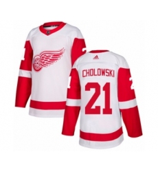 Men's Adidas Detroit Red Wings #21 Dennis Cholowski Authentic White Away NHL Jersey