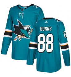 Youth Adidas San Jose Sharks #88 Brent Burns Authentic Teal Green Home NHL Jersey